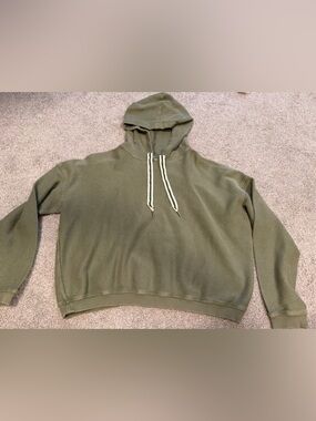 aerie Olive Green Waffle-Knit Hoodie